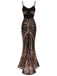 1930er Schnürung Rückenfrei Pailletten Maxi Kleid