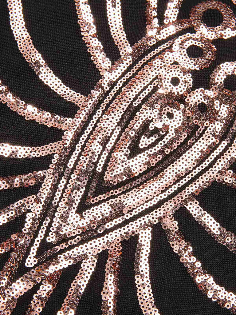 1930er Schnürung Rückenfrei Pailletten Maxi Kleid