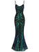 1930er Schnürung Rückenfrei Pailletten Maxi Kleid