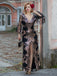 1920er Tiefer V-Ausschnitt Masche Pailletten Maxi Kleid
