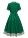 [Vorverkauf] Grün 1950er Krawattenhals Polka Dots Kleid