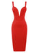 Rot 1960er Rüschen Rückenfrei Träger Kleid