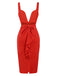 Rot 1960er Rüschen Rückenfrei Träger Kleid