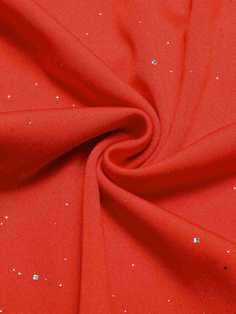 Rot 1960er Rüschen Rückenfrei Träger Kleid