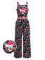 1940er Weihnachten Cat Spaghetti Träger Samt Jumpsuit