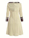 Weiß 1950er Plaid Stricken Kapuze Kleid