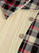 Weiß 1950er Plaid Stricken Kapuze Kleid