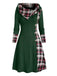 Weiß 1950er Plaid Stricken Kapuze Kleid
