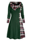 Grünes 50er Karo-Strickkleid mit Kapuze