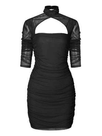 1960er Solide Transparentes Falten Halter Enges Kleid