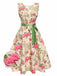Multicolor 1950er Rose Bildhaft Gürtel Kleid