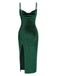 Grün 1960er Schlitz Straps Samt Kleid