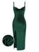 Grün 1960er Schlitz Straps Samt Kleid