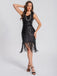 1920er V-Ausschnitt Quaste Pailletten Kleid