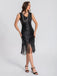 1920er V-Ausschnitt Quaste Pailletten Kleid