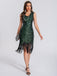 1920er V-Ausschnitt Quaste Pailletten Kleid