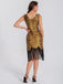 1920er V-Ausschnitt Quaste Pailletten Kleid