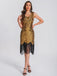 1920er V-Ausschnitt Quaste Pailletten Kleid