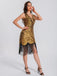1920er V-Ausschnitt Quaste Pailletten Kleid