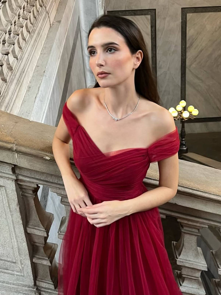 Rot 1950er Spaghetti Träger Schulterfrei Masche Kleid