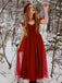 Rot 1950er Spaghetti Träger Schulterfrei Masche Kleid