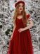 Rot 1950er Spaghetti Träger Schulterfrei Masche Kleid
