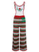 Grün 1970er Weihnachten Träger Stricken Jumpsuit
