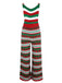 Grün 1970er Weihnachten Träger Stricken Jumpsuit
