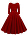 1950er Solide Gürtel Swing Kleid