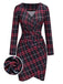 1960er V-Ausschnitt Tartan Plaids Wickelkleid