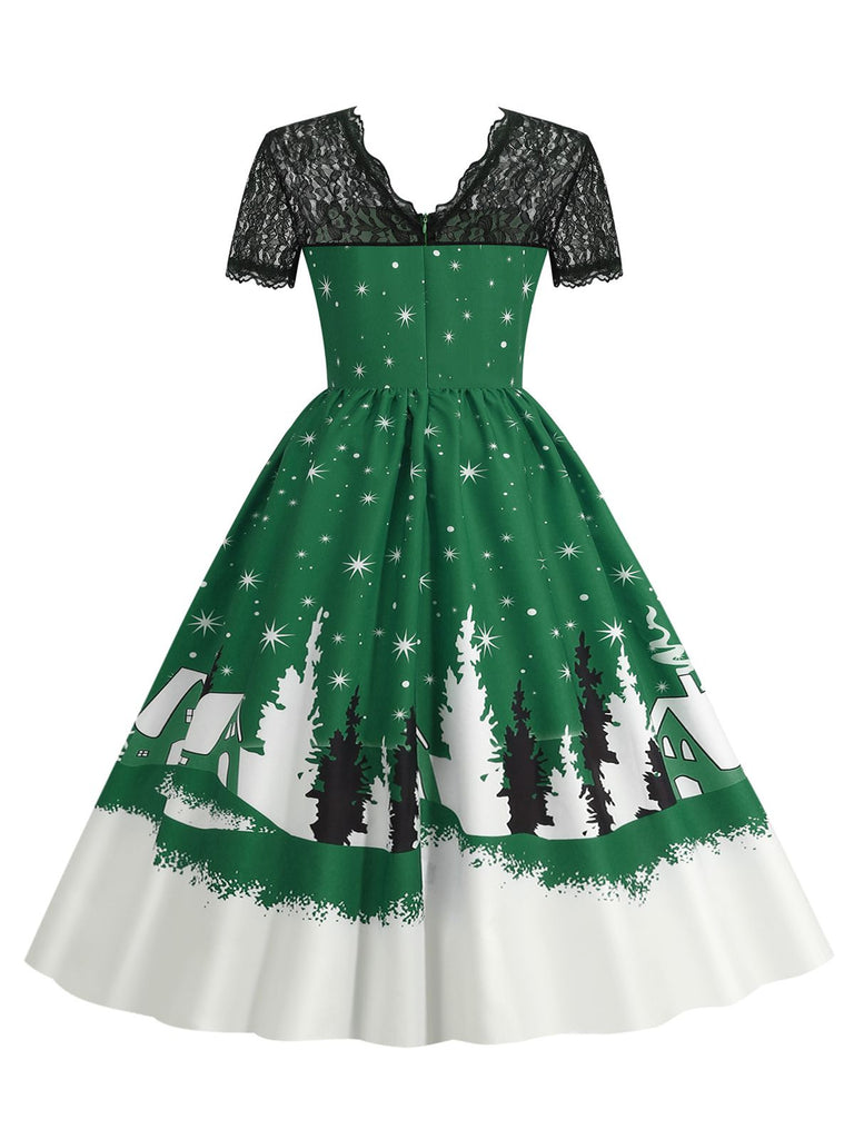 1950er Weihnachten Spitze Swing Kleid