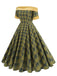 1950er Schulterfrei Vintage Patchwork Plaids Kleid
