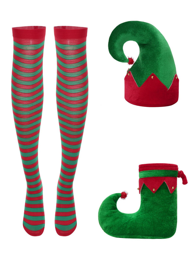 Grün 1940er Weihnachten Elf Kleid Set