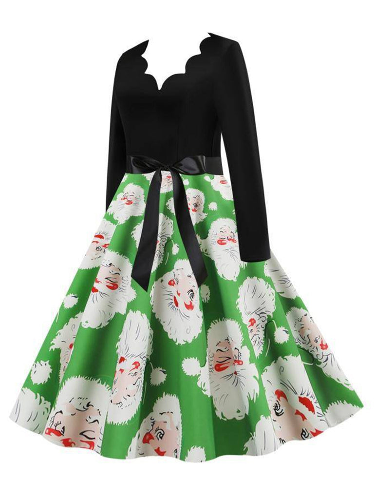 1950er V-Ausschnitt Weihnachten Santa Gürtel Swing Kleid
