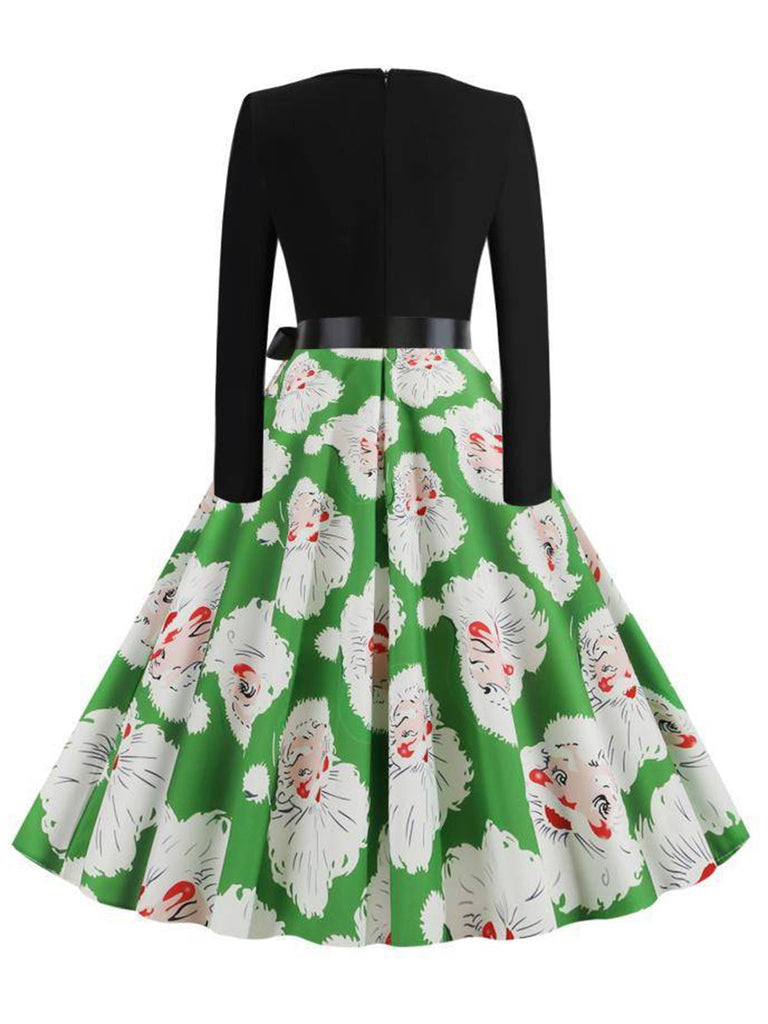 1950er V-Ausschnitt Weihnachten Santa Gürtel Swing Kleid