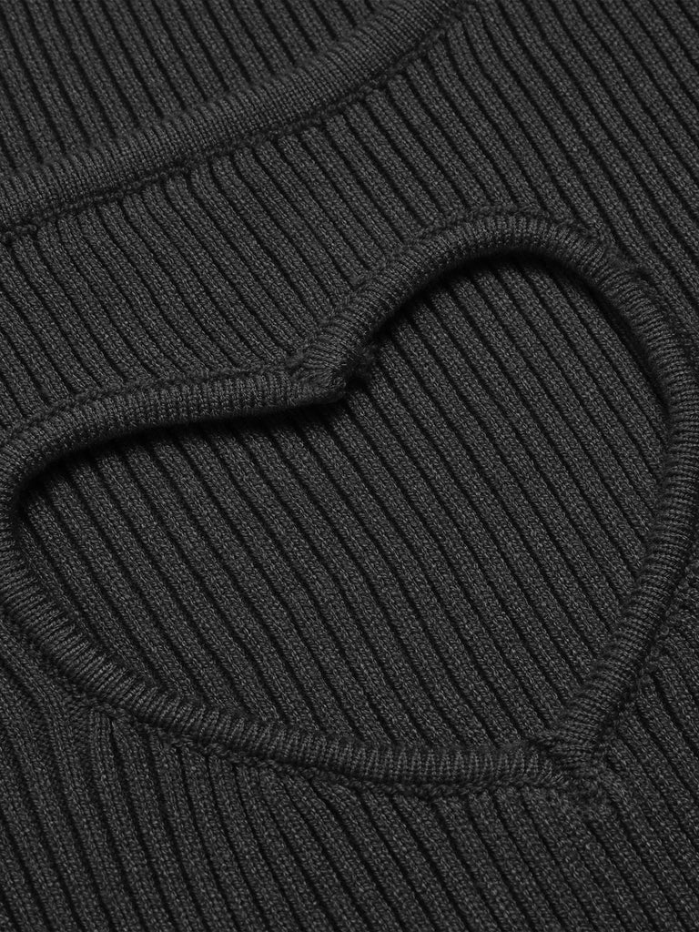 1970er Herz Cutout Stricken Solide Pullover
