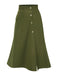 Olive Grün 1940er Knöpfen Schlitz Rock