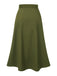 Olive Grün 1940er Knöpfen Schlitz Rock