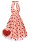 [Vorverkauf] Rosa 1950er Halter Herze Netz Kleid