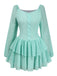 Hellblau 1960er Solide Mehrlagiger Saum Chiffon Kleid