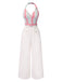 1950er Halter Starfish Bunt Streifen Gürtel Jumpsuit