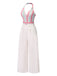 1950er Halter Starfish Bunt Streifen Gürtel Jumpsuit
