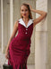 Rot 1930er Reflektierender Cord Fischschwanzkleid