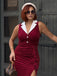 Rot 1930er Reflektierender Cord Fischschwanzkleid