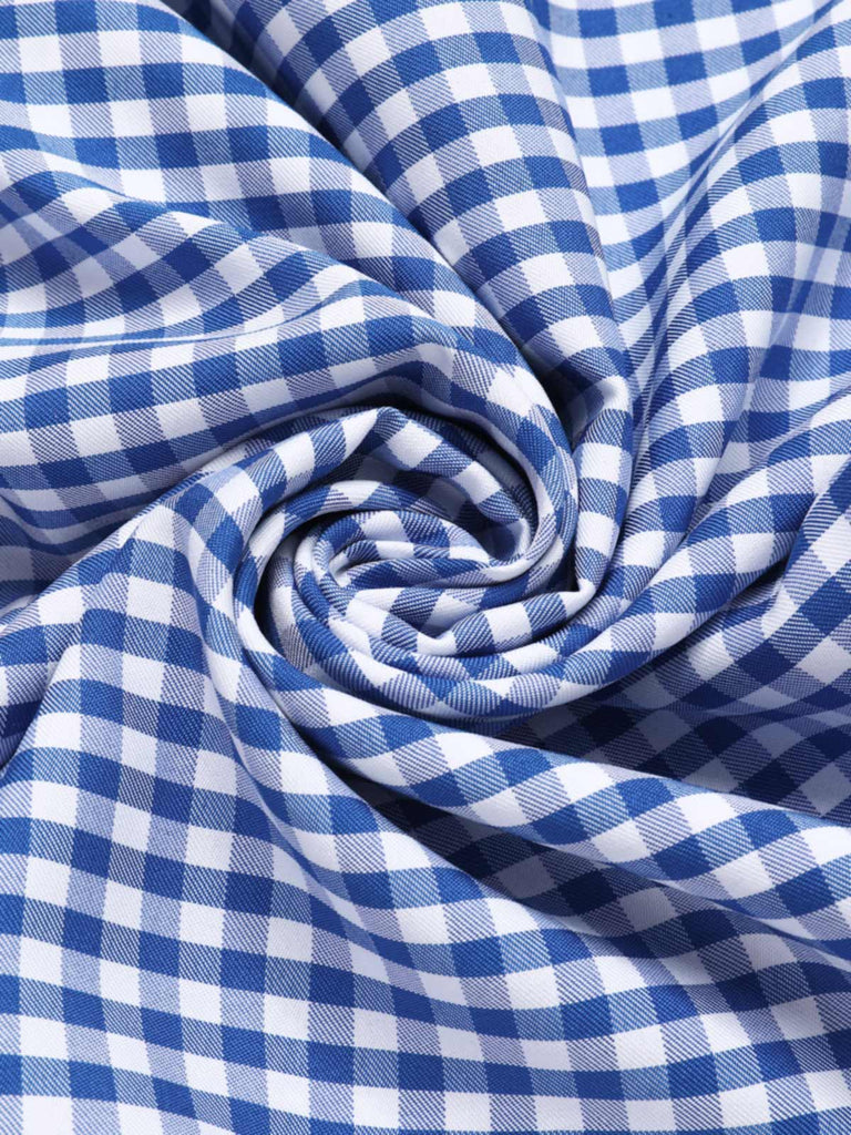 Blau 1960er Halter Eine Schulter Plaid Bleistift Kleid