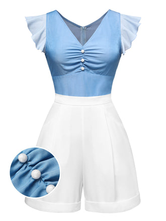 Blau 1940er Aschenputtel Rüschen Romper