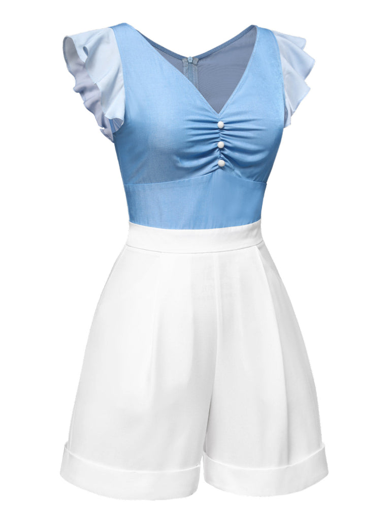Blau 1940er Aschenputtel Rüschen Romper