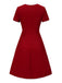 Rot 1960er Solide Tasche Kleid