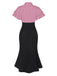 Schwarz 1930er Dots Krawattenhals Meerjungfrauenkleid