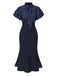Schwarz 1930er Dots Krawattenhals Meerjungfrauenkleid